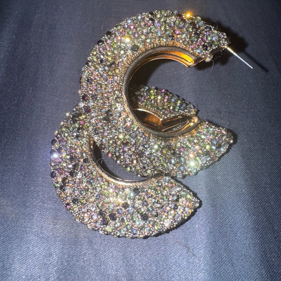 Elegant Gold and Multicolor Hoop Earrings - Picture 1 of 11